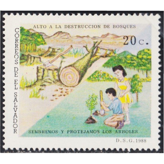 El Salvador 1025 1988 Alto a la destrucción de bosques MNH El Salvador 1025 1988 Alto a la destrucción de bosques MNH