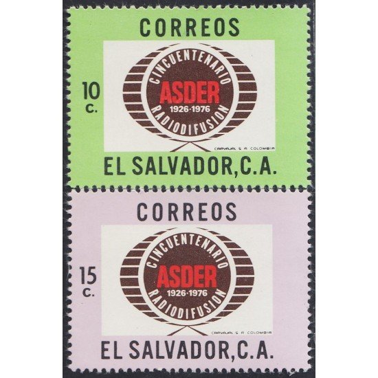 El Salvador 840/41 1977 50 Años Radiodifusión ASDER MNH El Salvador 840/41 1977 50 Años Radiodifusión ASDER MNH