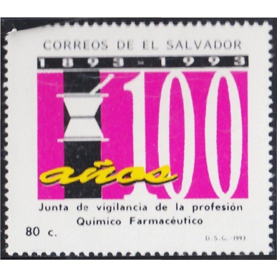 El Salvador 1173 1993 100 Años de la junta de vigilancia de la profesión Químico Farmacéutica MNH El Salvador 1173 1993 100 Años de la junta de vigilancia de la profesión Químico Farmacéutica MNH