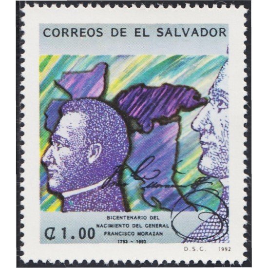 El Salvador 1155 1992 Gral. Francisco Morazán MNH El Salvador 1155 1992 Gral. Francisco Morazán MNH