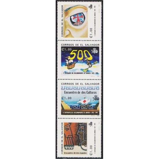 El Salvador 1154AD 1992 500 Aniversario del Descubrimiento de América de Cristóbal Colón MNH El Salvador 1154AD 1992 500 Aniversario del Descubrimiento de América de Cristóbal Colón MNH