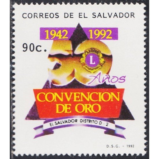 El Salvador 1139 1992 50 Años de Lions Club MNH El Salvador 1139 1992 50 Años de Lions Club MNH