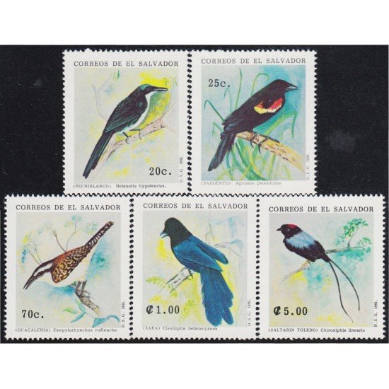 El Salvador 1125/29 1991 Fauna Aves Pájaros Birds MNH El Salvador 1125/29 1991 Fauna Aves Pájaros Birds MNH