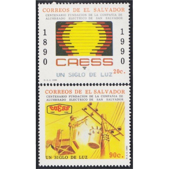 El Salvador 1088BC 1990 CAESS 100 Años de la fundación de a compañía de alumbrado eléctrico MNH El Salvador 1088BC 1990 CAESS 100 Años de la fundación de a compañía de alumbrado eléctrico MNH