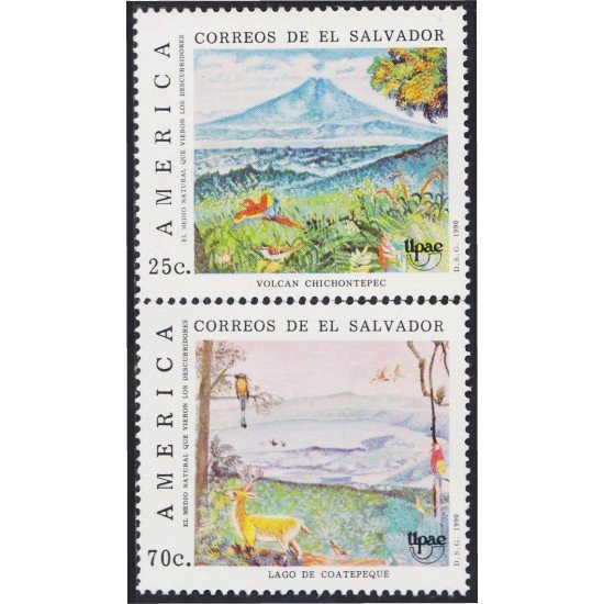 El Salvador 1087/88 1990 América Upae Volcán Chichontepec y Lago de Coatepeque MNH El Salvador 1087/88 1990 América Upae Volcán Chichontepec y Lago de Coatepeque MNH