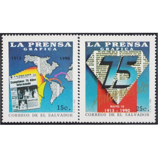 El Salvador 1078/79 1990 La Prensa Gráfica MNH El Salvador 1078/79 1990 La Prensa Gráfica MNH