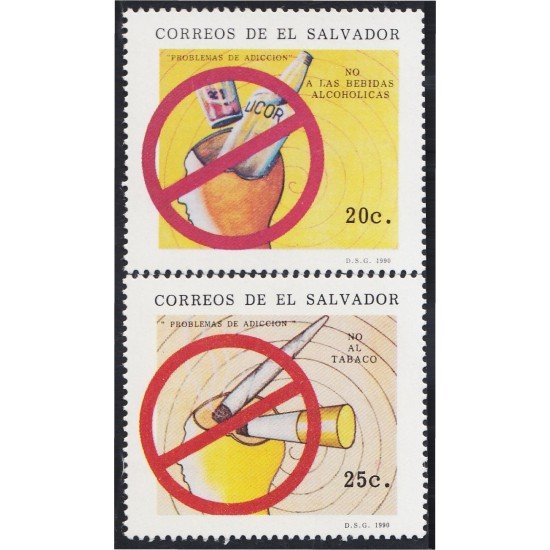El Salvador 1076/77 1990 No a las bebidas alcohólicas y al tabaquismo MNH El Salvador 1076/77 1990 No a las bebidas alcohólicas y al tabaquismo MNH