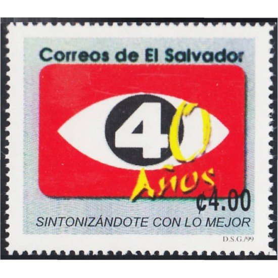 El Salvador 1384 1999 40 Aniversario del Canal 4 de la televisión MNH El Salvador 1384 1999 40 Aniversario del Canal 4 de la televisión MNH