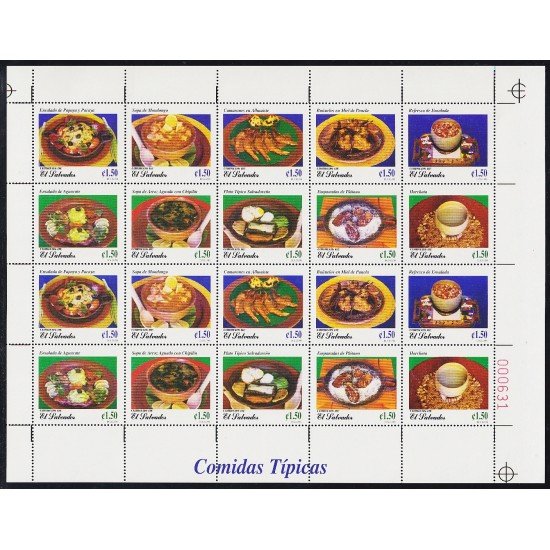 El Salvador 1373/82 1999 Platos típicos Minihojita MNH El Salvador 1373/82 1999 Platos típicos Minihojita MNH