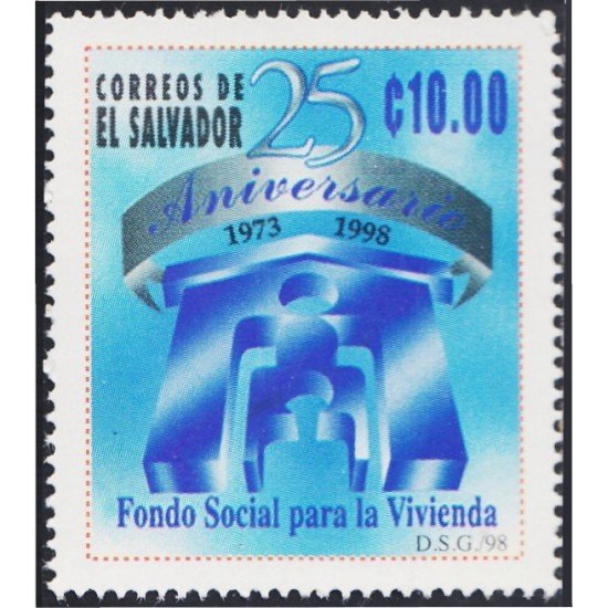 El Salvador 1362 1998 25 aniversario del fondo social para la vivienda MNH El Salvador 1362 1998 25 aniversario del fondo social para la vivienda MNH