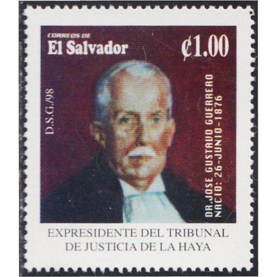 El Salvador 1352 1998 Dr. José Gustavo Guerrero MNH El Salvador 1352 1998 Dr. José Gustavo Guerrero MNH