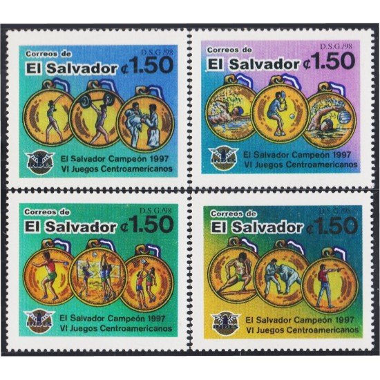 El Salvador 1348/51 1998 VI Juegos CentroamericanosMNH El Salvador 1348/51 1998 VI Juegos CentroamericanosMNH