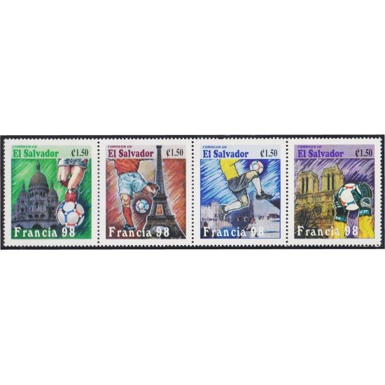 El Salvador 1344a/47a 1998 Copa Mundial de fútbol Francia 98 MNH El Salvador 1344a/47a 1998 Copa Mundial de fútbol Francia 98 MNH