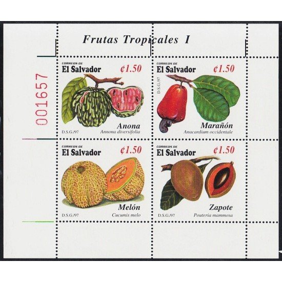 El Salvador 1311/14 1997 Frutas Tropicales MNH El Salvador 1311/14 1997 Frutas Tropicales MNH