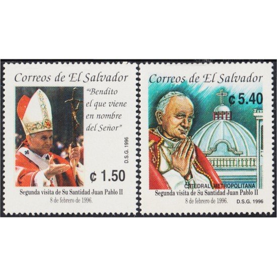 El Salvador 1258/59 1995 2ª Visita de SS Juan Pablo II MNH El Salvador 1258/59 1995 2ª Visita de SS Juan Pablo II MNH