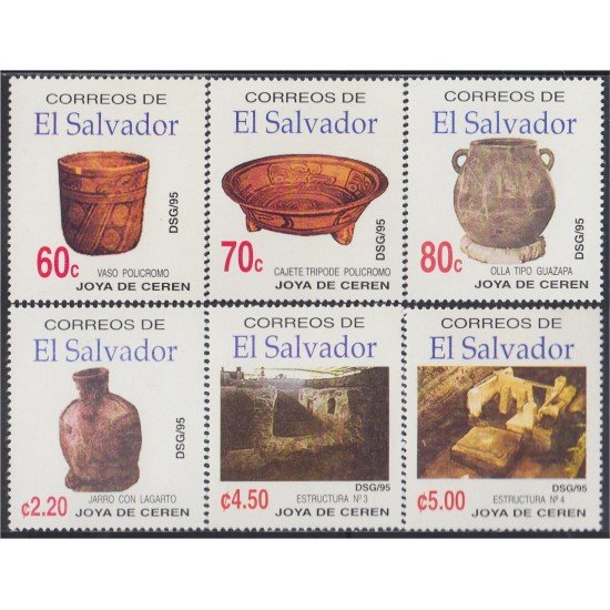 El Salvador 1226/31 1995 Joyas de Ceren MNH El Salvador 1226/31 1995 Joyas de Ceren MNH