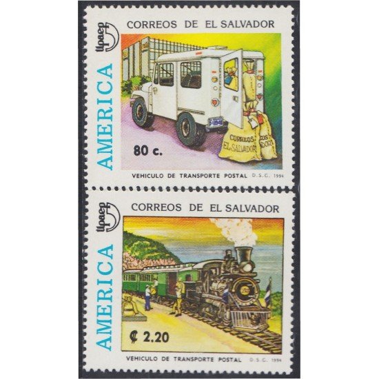 El Salvador 1217/18 1994 América Upaep Vehículo transporte postal MNH El Salvador 1217/18 1994 América Upaep Vehículo transporte postal MNH