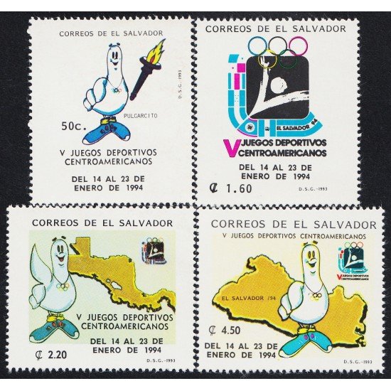El Salvador 1185/88 1993 V Juegos deportivos centroamericanos MNH El Salvador 1185/88 1993 V Juegos deportivos centroamericanos MNH