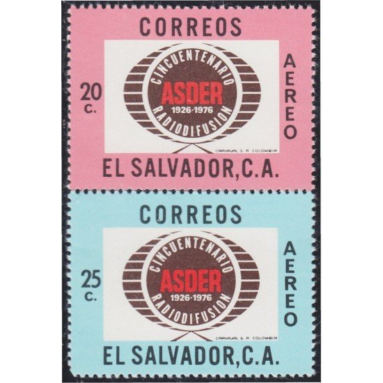 El Salvador A- 381/82 1977 50 Años Radiodifusión ASDER MNH El Salvador A- 381/82 1977 50 Años Radiodifusión ASDER MNH