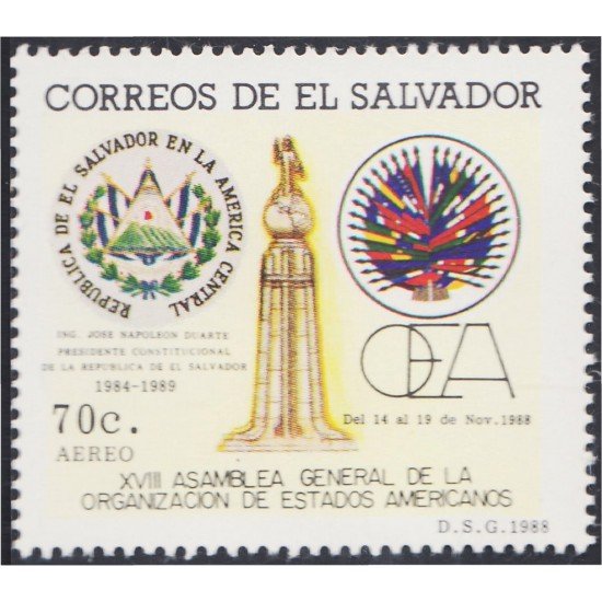 El Salvador A- 674 1988 VIII Asamblea General de la OEA MNH