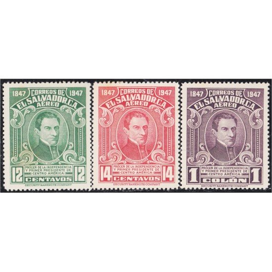 El Salvador A- 91/93 1947 Prócer José Manuel Arce MH El Salvador A- 91/93 1947 Prócer José Manuel Arce MH