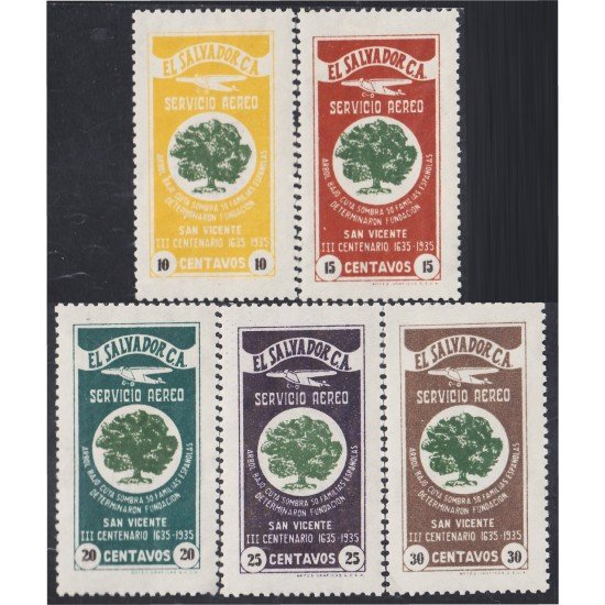 El Salvador A- 42/46 1935 300 Años de la Villa de San Vicente MH El Salvador A- 42/46 1935 300 Años de la Villa de San Vicente MH