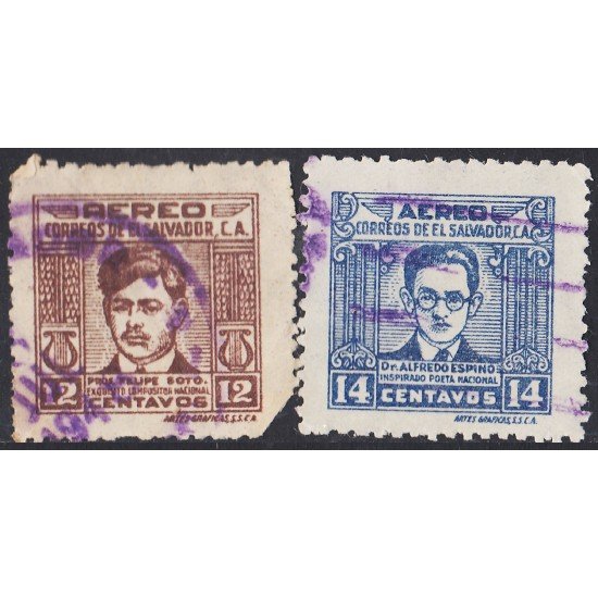 El Salvador A- 89/90 1947 Felipe Soto y Alfredo Espinó usados El Salvador A- 89/90 1947 Felipe Soto y Alfredo Espinó usados