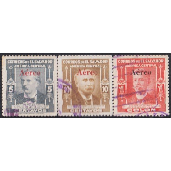 El Salvador A- 100/02 1948 Doctores Francisco Dueñas José Triguero y David Castro usados El Salvador A- 100/02 1948 Doctores Francisco Dueñas José Triguero y David Castro usados