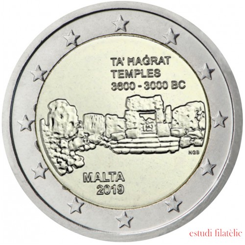 Malta 2019 2 € euros conmemorativos Templos de Ta Hagrat 