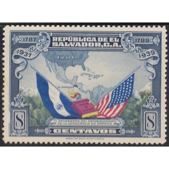 El Salvador 526 1938 150 aniv. de la Constitución de Estados Unidos MH El Salvador 526 1938 150 aniv. de la Constitución de Estados Unidos MH