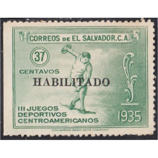 El Salvador 500 1935 III Juegos Deportivos Centroamericanos Habilitado MH El Salvador 500 1935 III Juegos Deportivos Centroamericanos Habilitado MH