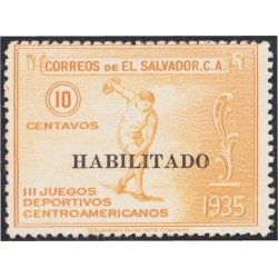 El Salvador 498 1935 III Juegos Deportivos Centroamericanos Habilitado MH El Salvador 498 1935 III Juegos Deportivos Centroamericanos Habilitado MH