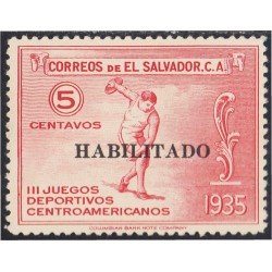 El Salvador  496 1935 III Juegos Deportivos Centroamericanos Habilitado MH