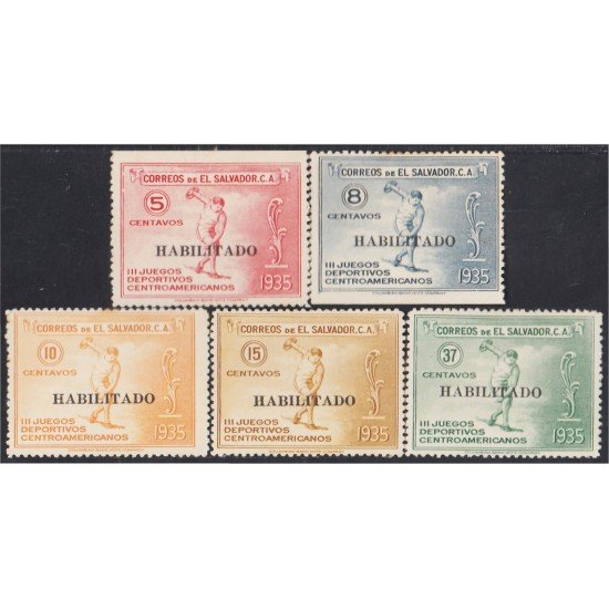 El Salvador 496/00 1935 III Juegos Deportivos Centroamericanos Habilitado MH El Salvador 496/00 1935 III Juegos Deportivos Centroamericanos Habilitado MH