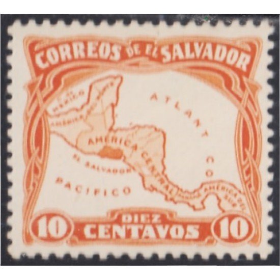 El Salvador 454 1924/26 Mapa de América Central MH El Salvador 454 1924/26 Mapa de América Central MH