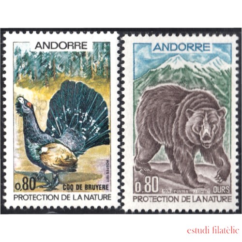 Andorra Francesa 210/11 1971 Fauna Oso Pavo Real MNH