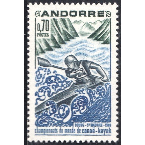 Andorra Francesa 196 1969 Campeonato del mundo de Canoa Kayak MNH Andorra Francesa 196 1969 Campeonato del mundo de Canoa Kayak MNH