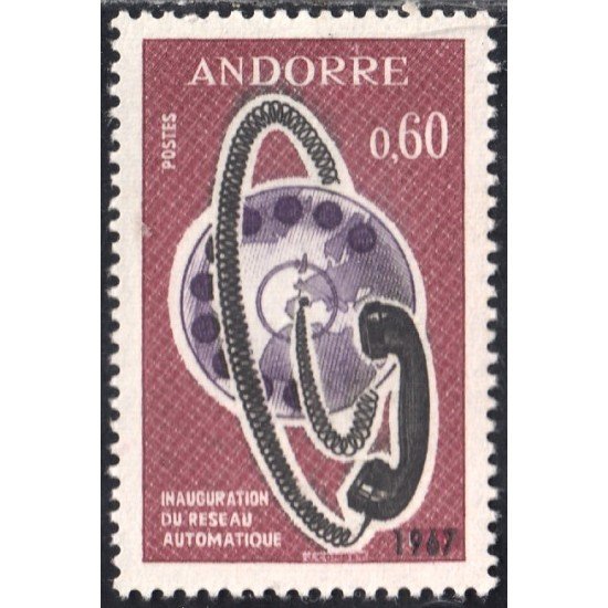 Andorra Francesa 182 1967 Inauguración de Red Automática MNH Andorra Francesa 182 1967 Inauguración de Red Automática MNH