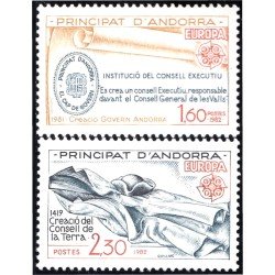 Andorra Francesa 300/01 1982 Europa Creación del consejo de la Tierra MNH Andorra Francesa 300/01 1982 Europa Creación del consejo de la Tierra MNH