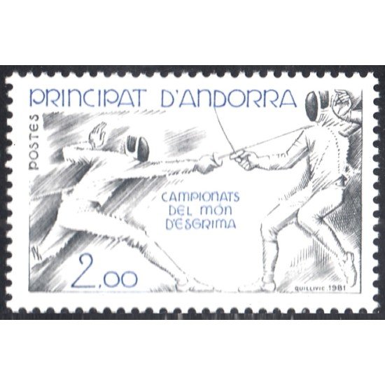 Andorra Francesa 296 1981 Campeonato del mundo de Esgrima MNH Andorra Francesa 296 1981 Campeonato del mundo de Esgrima MNH
