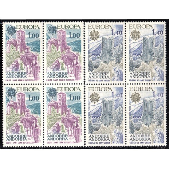 Andorra Francesa 261/62 Bl.4 1977 Iglesia San Joan de Caselles MNH Andorra Francesa 261/62 Bl.4 1977 Iglesia San Joan de Caselles MNH