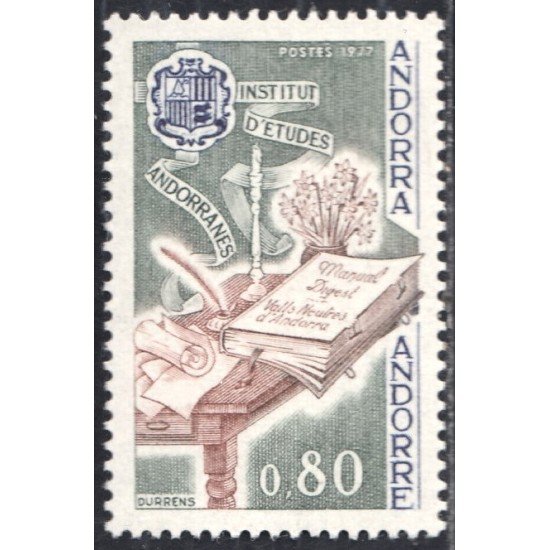 Andorra Francesa 263 1977 Instituto de estudios de Andorra MNH Andorra Francesa 263 1977 Instituto de estudios de Andorra MNH