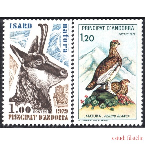 Andorra Francesa 274/75 1979 Fauna Venado Perdiz blanca MNH