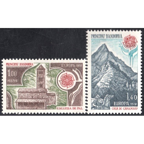 Andorra Francesa 269/70 1978 Europa Iglesia de Pal MNH