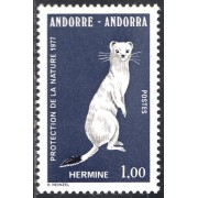 Andorra Francesa 260 1977 Fauna Protección de la naturaleza Armiño MNH