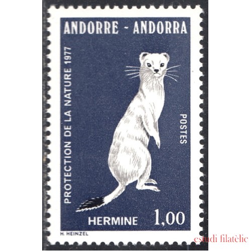 Andorra Francesa 260 1977 Fauna Protección de la naturaleza Armiño MNH