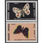 Andorra Francesa 258/59 1976 Mariposas Butterflies MNH