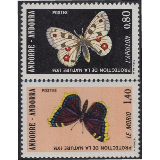 Andorra Francesa 258/59 1976 Mariposas Butterflies MNH Andorra Francesa 258/59 1976 Mariposas Butterflies MNH