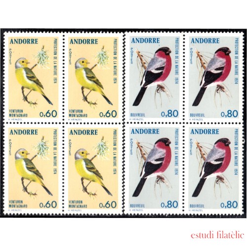 Andorra Francesa 240/41 Bl.4 1974 Fauna Aves Pájaros Birds  MNH