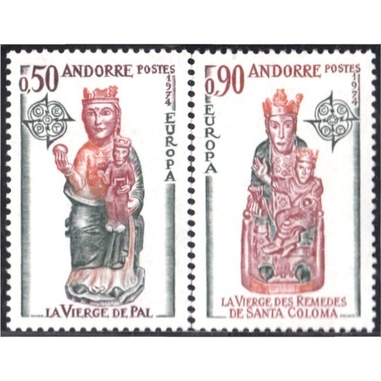 Andorra Francesa 237/38 1974 Vírgenes de Pal y Sta Coloma MNH Andorra Francesa 237/38 1974 Vírgenes de Pal y Sta Coloma MNH